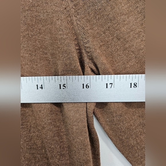 Chicos Brown Scoop Neck Sweater Top Large Chico 2 Cashmere Blend 3/4 Sleeve - Picture 5 of 7